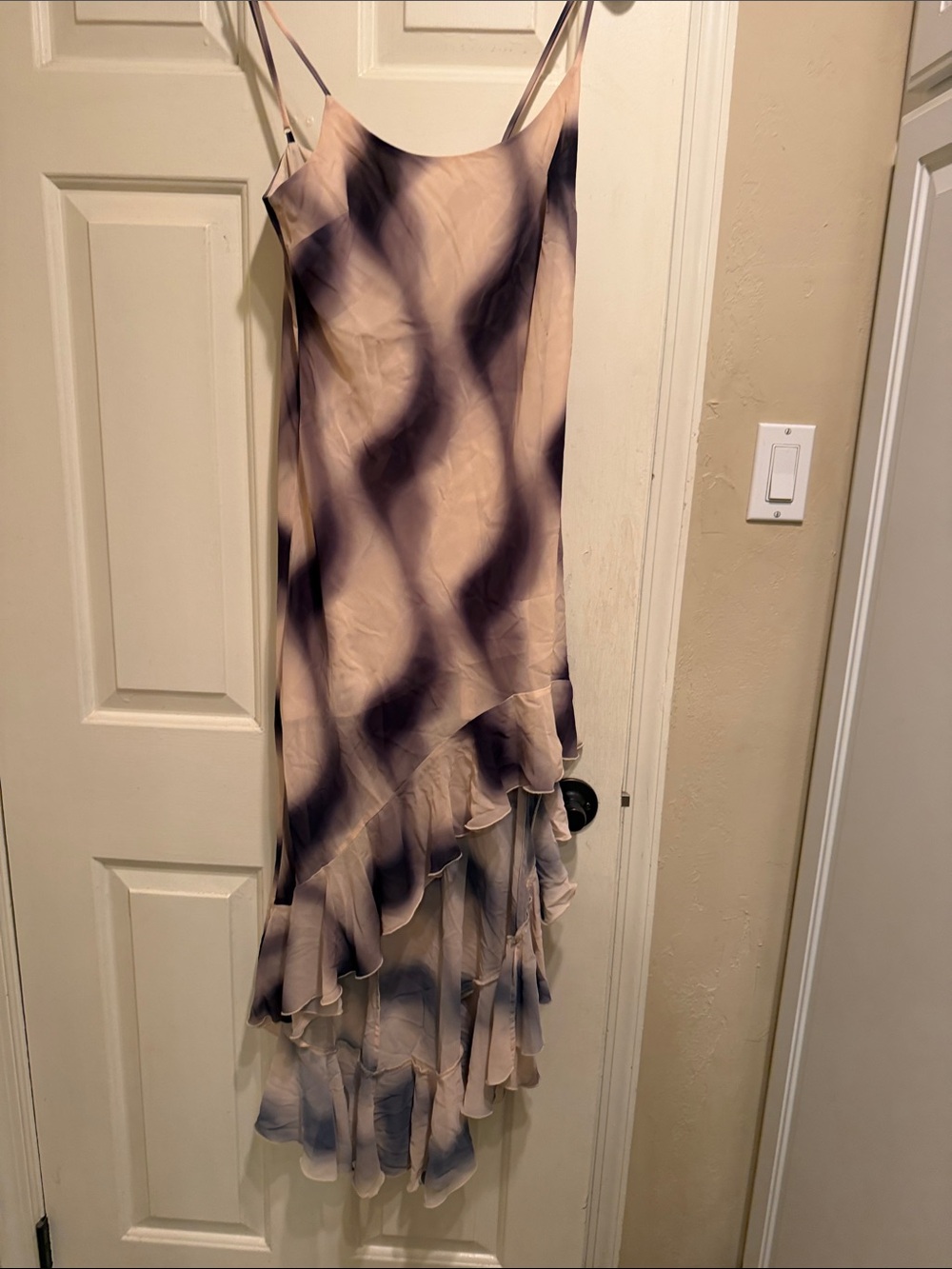 High-Low Slip Dress in Blush and Charcoal